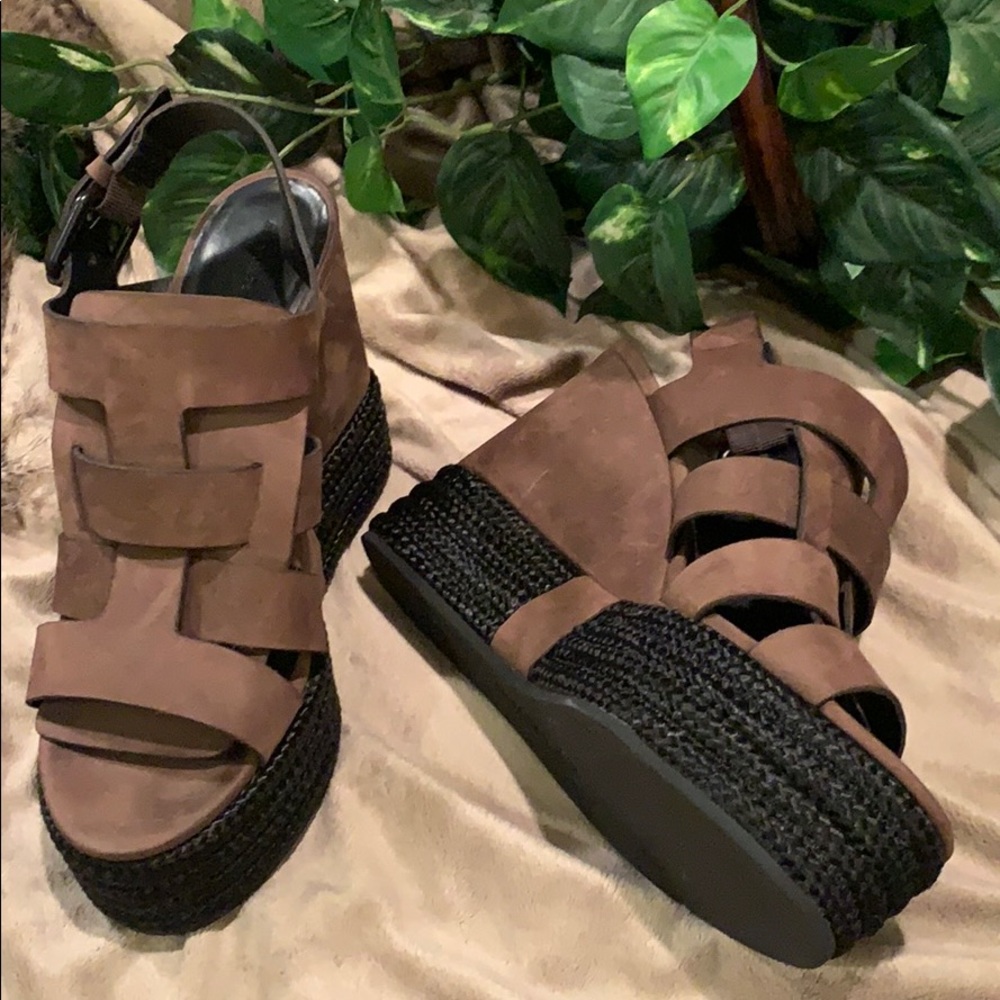 All Saints Marzee Two Tone Platform Wedge Sandal - Picture 4 of 16